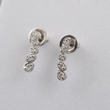 Ear Climber Earrings Lab Grown Diamond 14K Fine Gold Round Cut 0.27Ct