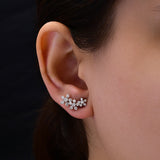 0.97Ct Lab Grown Diamonds 14K Fine Gold Round Cut Dangle Earrings