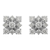 14K Fine Gold Flowery Snowflake Stud Earring 1.00Ct Lab Grown Diamond