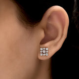 14K Fine Gold Flowery Snowflake Stud Earring 1.00Ct Lab Grown Diamond