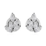 Lab Grown Diamond 14K Fine Gold Cluster Marquise Cut 1.00Ct Stud Earrings