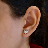 Lab Grown Diamond 14K Fine Gold Cluster Marquise Cut 1.00Ct Stud Earrings