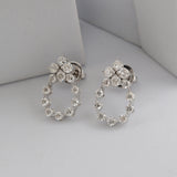 Round Cut 1.45Ct Lab Grown Diamond Dangle Drop Earrings 14K Fine Gold