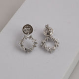 Baguette and Round Lab Grown Diamond Circle Dangle Earrings 1.04Ct 14K Fine Gold