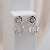 Baguette and Round Lab Grown Diamond Circle Dangle Earrings 1.04Ct 14K Fine Gold