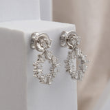 Baguette and Round Lab Grown Diamond Circle Dangle Earrings 1.04Ct 14K Fine Gold