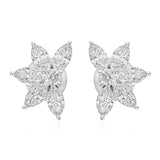Floral Cluster Stud Earrings Lab Grown 2.07Ct Diamond 14K Fine Gold