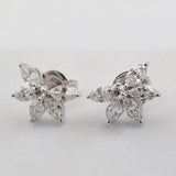 Floral Cluster Stud Earrings Lab Grown 2.07Ct Diamond 14K Fine Gold