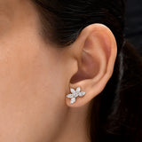 Floral Cluster Stud Earrings Lab Grown 2.07Ct Diamond 14K Fine Gold