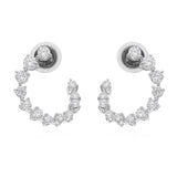 Matrix Hoop Earrings 14K Fine Gold Lab Grown Diamond 2.20Ct Round Cut