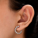 Matrix Hoop Earrings 14K Fine Gold Lab Grown Diamond 2.20Ct Round Cut