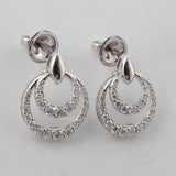 14K Fine Gold Lab Grown Diamond Double Circle Halo Pendant Necklace 0.55Ct