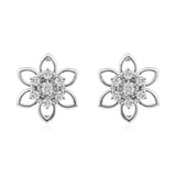 Floral Shaped Stud 14K Fine Gold 0.51Ct Lab Grown Diamond Earrings