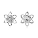 Floral Shaped Stud 14K Fine Gold 0.51Ct Lab Grown Diamond Earrings