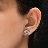 Floral Shaped Stud 14K Fine Gold 0.51Ct Lab Grown Diamond Earrings