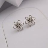 Floral Shaped Stud 14K Fine Gold 0.51Ct Lab Grown Diamond Earrings