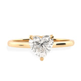 14K Yellow Fine Gold 0.75 Ct Lab Grown Diamond Solitaire Heart Shaped Ring