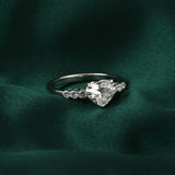 Heart Shaped and Round Cut Lab Grown Diamond 14K Gold Engagement Ring 1.26Ct