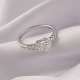 Heart Shaped and Round Cut Lab Grown Diamond 14K Gold Engagement Ring 1.26Ct