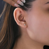 Three Stone 0.18Ct Lab Grown Diamond Cluster Stud Earrings 14K Fine Gold