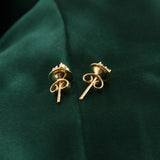 Three Stone 0.18Ct Lab Grown Diamond Cluster Stud Earrings 14K Fine Gold