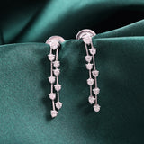 Round Cut 0.76Ct Lab Grown Diamond Dangle Drop Earrings 14K Fine Gold