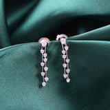 Round Cut 0.76Ct Lab Grown Diamond Dangle Drop Earrings 14K Fine Gold