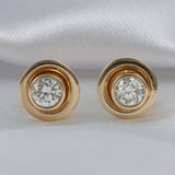 0.30Ct Bezel Set Lab Grown Diamond Stud Earrings 14K Fine Gold