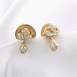 0.18Ct Lab Grown Diamond Round Cut Drop Earrings 14K Fine Gold