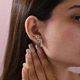 Lab Grown Diamond Ear Climber Earrings 14K Fine Gold 1.73Ct