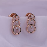 14K Fine Gold Cascading Circles Lab Grown Diamond Earrings 0.24Ct