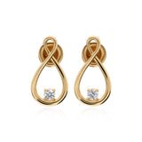 Infinity Loop Solitaire Studs Lab Grown Diamond 0.20Ct 14K Fine Gold