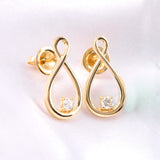Infinity Loop Solitaire Studs Lab Grown Diamond 0.20Ct 14K Fine Gold