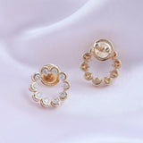 14K Fine Gold Round Cut Flower Lab Grown Diamond Earrings 0.43Ct