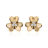 Three Round Lab Grown Diamonds 0.12Ct 14K Fine Gold Stud Earrings