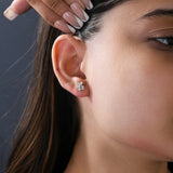 14K Fine Gold Trilogy Melody Stud Earrings Lab Grown Diamond 1.18Ct