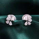 14K Fine Gold Trilogy Melody Stud Earrings Lab Grown Diamond 1.18Ct