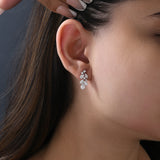 14K Gold Cluster Drop Earrings Round and Pear Shaped 2.94Ct Lab Grown Diamonds