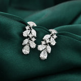 14K Gold Cluster Drop Earrings Round and Pear Shaped 2.94Ct Lab Grown Diamonds