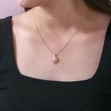 Four Leaf Clover Heart Motif Pendant Necklace 1.10Ct Lab Grown Diamond 14K Gold