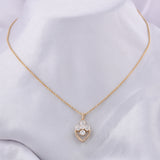Four Leaf Clover Heart Motif Pendant Necklace 1.10Ct Lab Grown Diamond 14K Gold