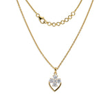 Four Leaf Clover Heart Motif Pendant Necklace 1.10Ct Lab Grown Diamond 14K Gold
