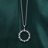 14K Gold Sunburst Lab Grown Diamond Pendant Necklace 1.10Ct