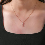 14K Fine Gold Halo Lab Grown Diamond Pendant Necklace 0.20Ct