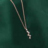 14K Fine Gold Halo Lab Grown Diamond Pendant Necklace 0.20Ct