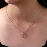 14K Fine Gold 0.10Ct Lab Grown Diamond Round Cut Circle Pendant Necklace