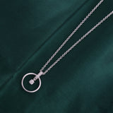 14K Fine Gold 0.10Ct Lab Grown Diamond Round Cut Circle Pendant Necklace