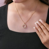 Rose Gold Open Flower Pendant Necklace 0.50Ct 14K Fine Gold Lab Grown Diamond