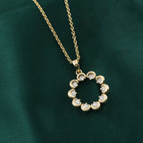 Rose Gold Open Flower Pendant Necklace 0.50Ct 14K Fine Gold Lab Grown Diamond