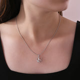 14K Gold Lab Grown Diamond Round Marquise Cut Circular Charm Pendant Necklace